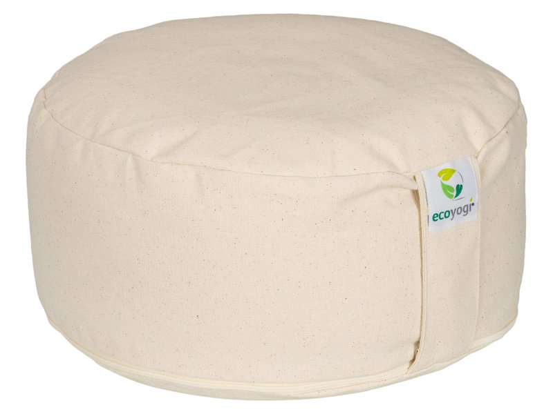 Bodhi Meditatiekussen Rondo ECO | Yogakussen met biologische speltvulling | Overtrek van 100% katoen | Wasbare overtrek met praktische draagriem | Hoogte 20 cm (Honing-geel